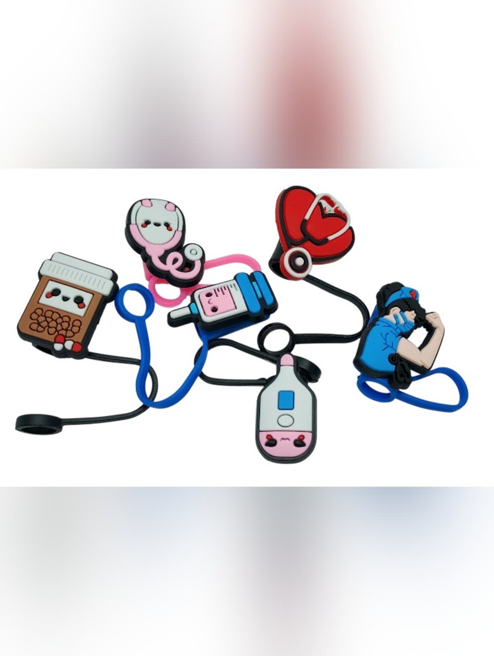 Medical Nurse Straw Cover Topper Set Of 6 ~NEW